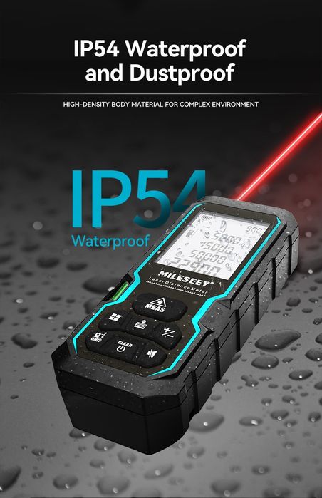 Лазерна ролетка MILESEEY S6, измерване до 60 метра, IP54, червен лазер