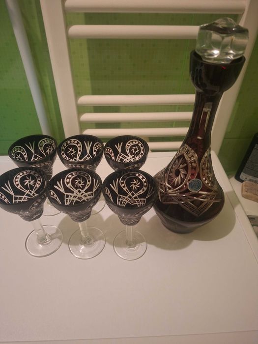 Pahare cristal  visiniu bohemia