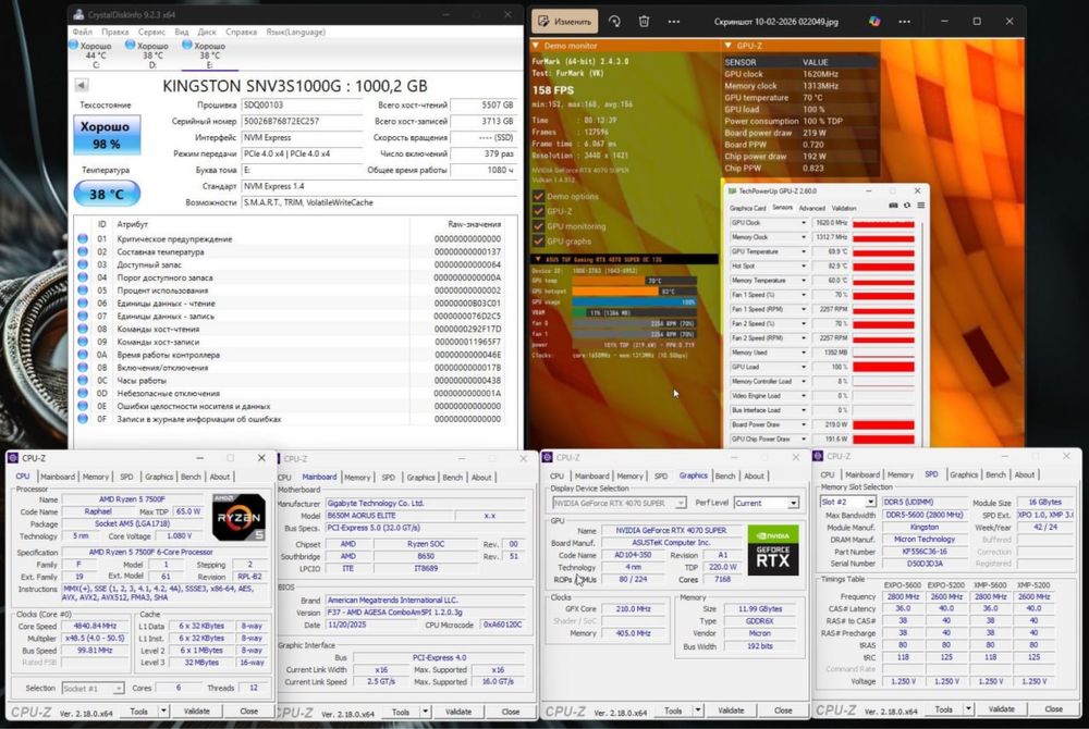 RTX 4070 Super ASUS TUF/Aorus b650m/Гарантия