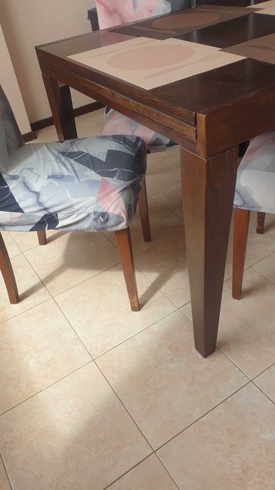 Трапезна маса от масив комплект със столово