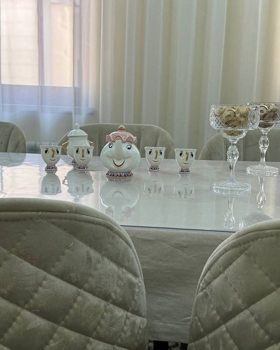 Кофейный сервиз "Красавица и Чудовище", 6 предметов, белый