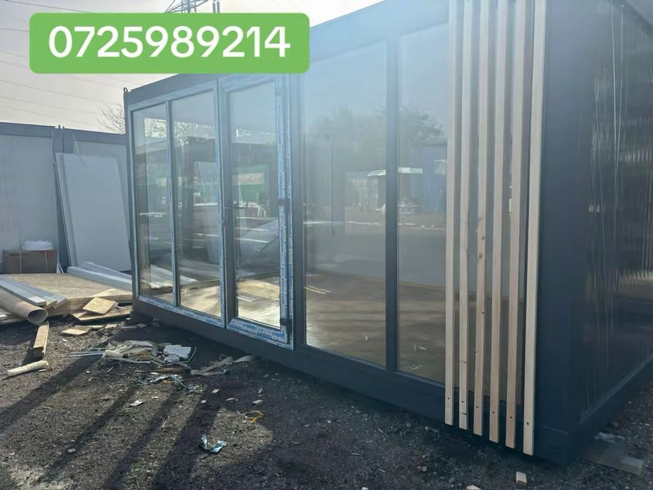 Container modular gri antracit cu terasa