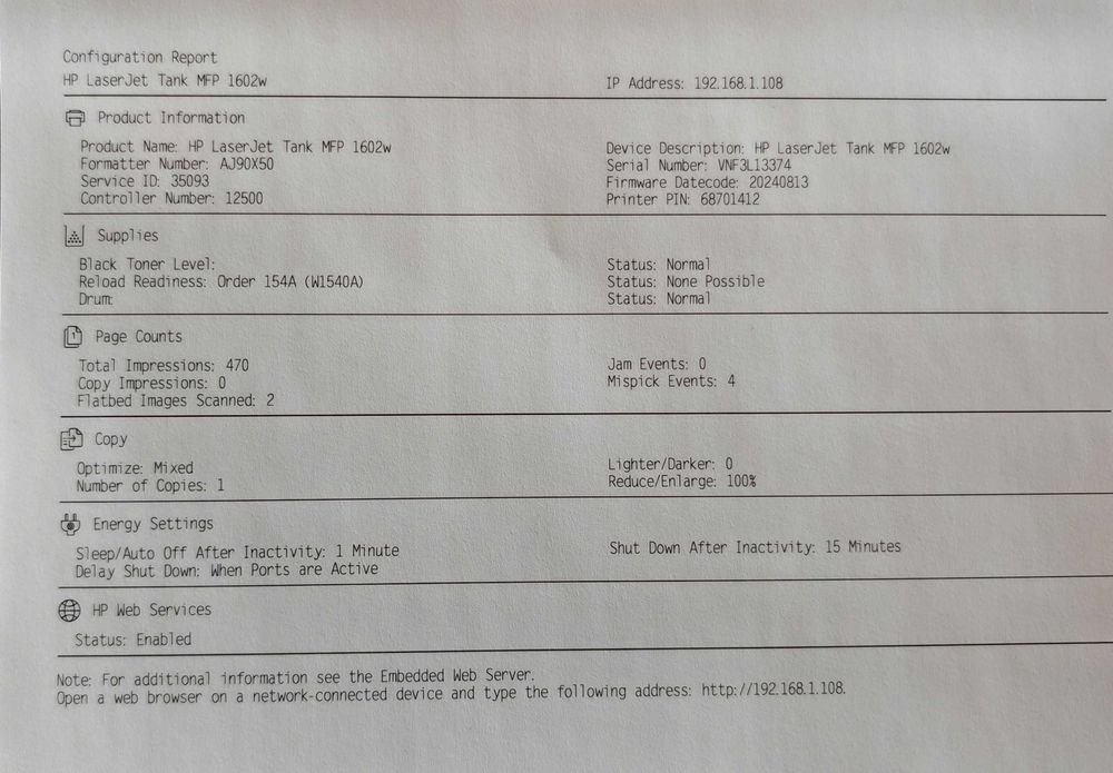 Евтин печат * HP LaserJet Tank MFP 1602w Wi‑Fi, , 22 с/м, 100% тонер