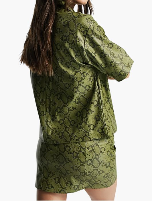 Topshop tricou imitatie piele verde marime M/L