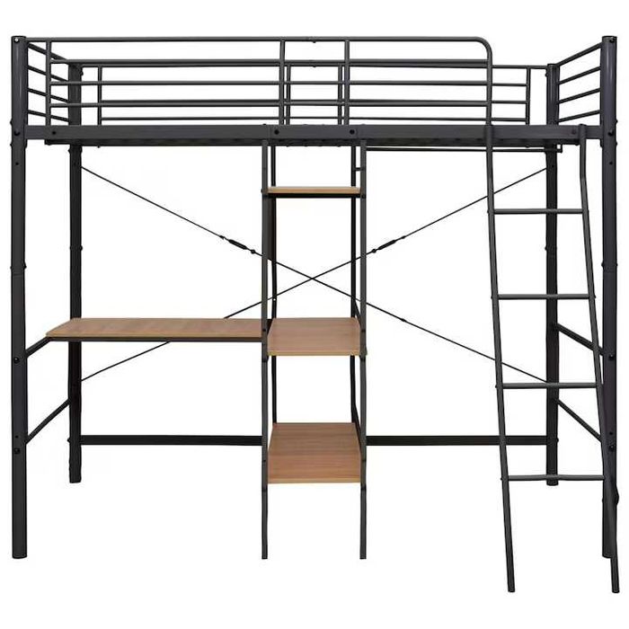 Cadru De Pat supraetajat Cu Masa vidaXL 90 x 200 cm Metal 57.4 kg The Home IKEA KIKA Mobexpert Exotique Bed Kids Copii Birou Saltea