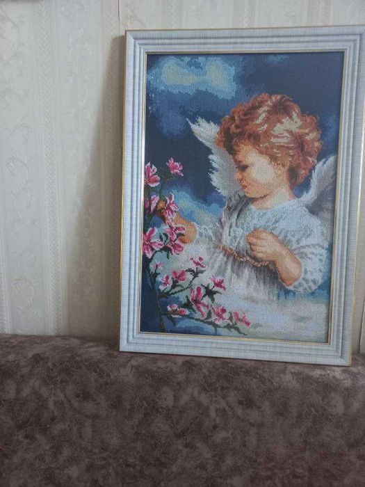 Отличный Подарок НОВАЯ Картина Ангел Хранитель 43 х 61 см Вышивка