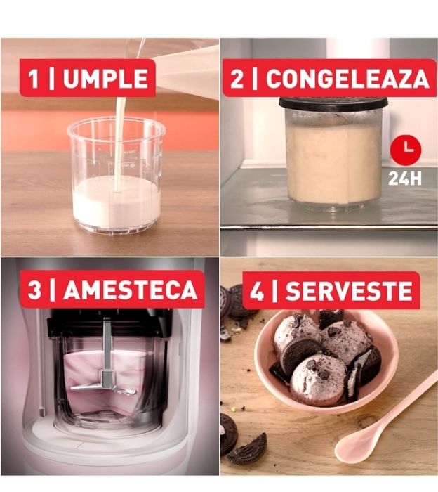 Aparat de inghetata Tefal Dolci IG602AE0, 10 programe, capacitate 3 x 0.46L  - Sigilat