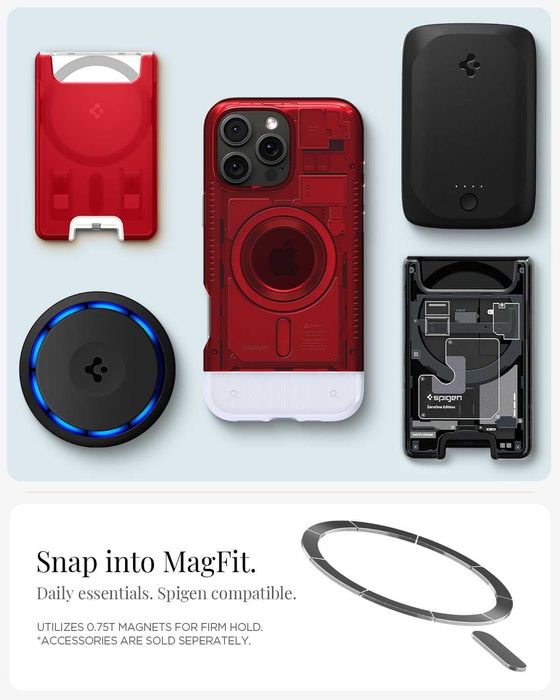 Калъф Spigen Classic C1 MagFit за iPhone 16 Pro, рубинено червен