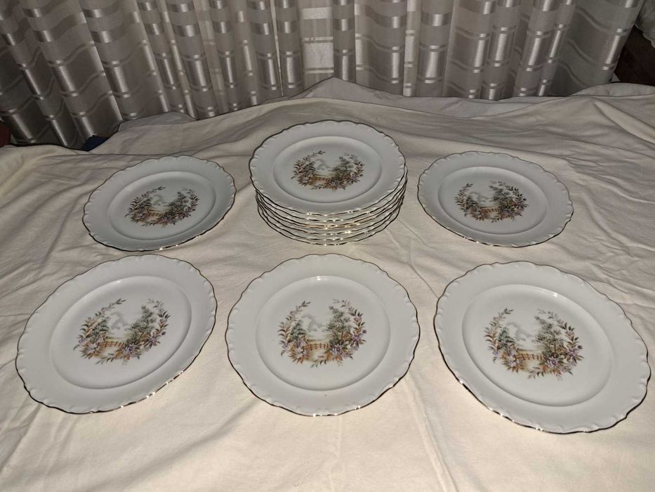 set serviciu farfurii portelan Bavaria Schuman 12 persoane 43 piese