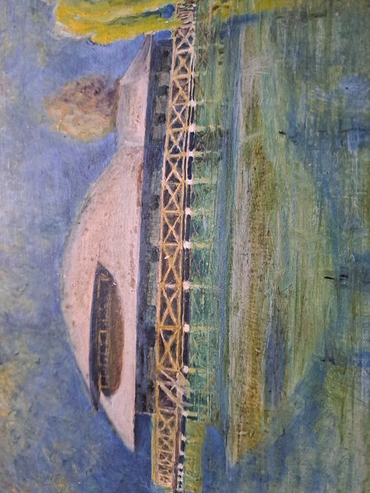 tablou pictura pe carton gros 35/40 cm semnat f hillebrand