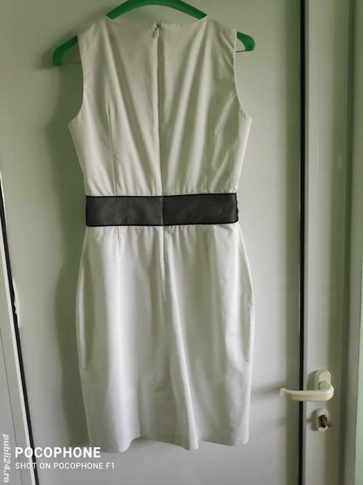 Rochie casual alba cu brau negru