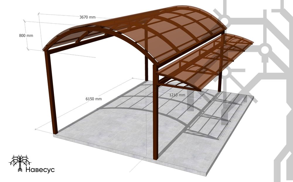 Навес из ЛЕКСАНА с установкой
