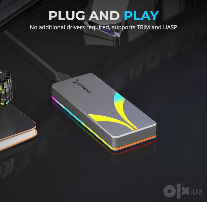 SABRENT Rocket RGB USB C 20Gbps M.2 SATA/NVMe SSD Enclosure (EC-RGBG)