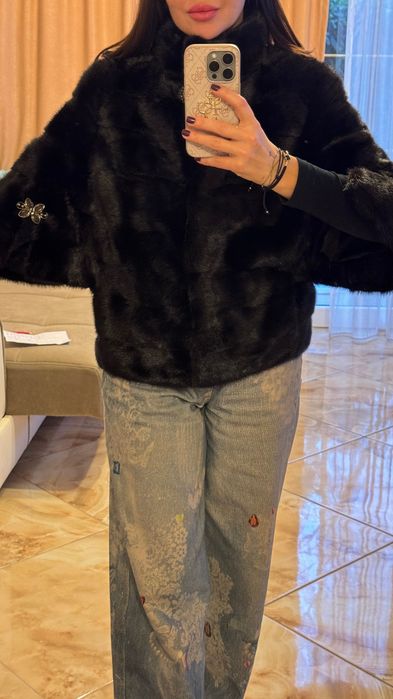 #125 Късо палто от норка.Визон.Яке от норка. Естествена кожа с косъм.