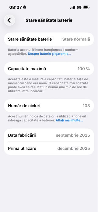 iPhone 16 128gb 100% 103 cicluri.
