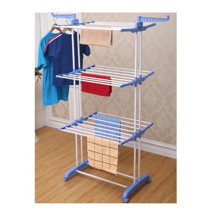 Uscator rufe vertical pliabil, 3 niveluri, suport umerase, spatii mici