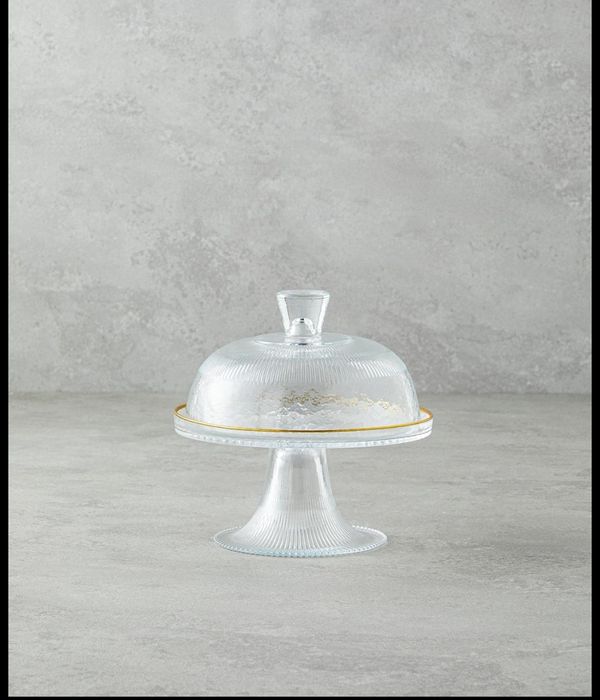 Glimmer Плато За Предястия С крака Стъкло 16 см Прозрачен - Златен