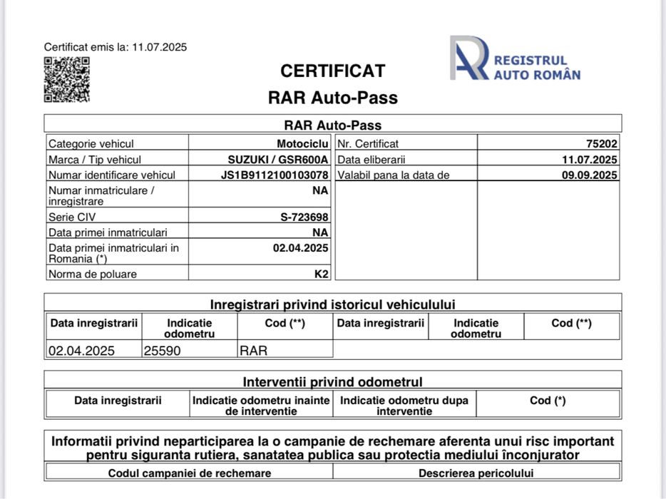 Suzuki GSR600 ABS, 28k km anvelope 2024
