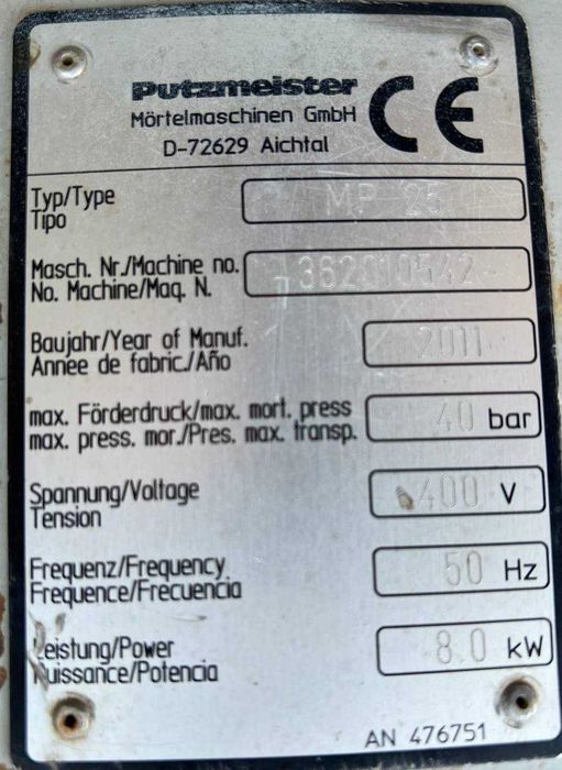 Putzmeister MP Rotband rotban Shtukaturka  apparat.  Ротбанд