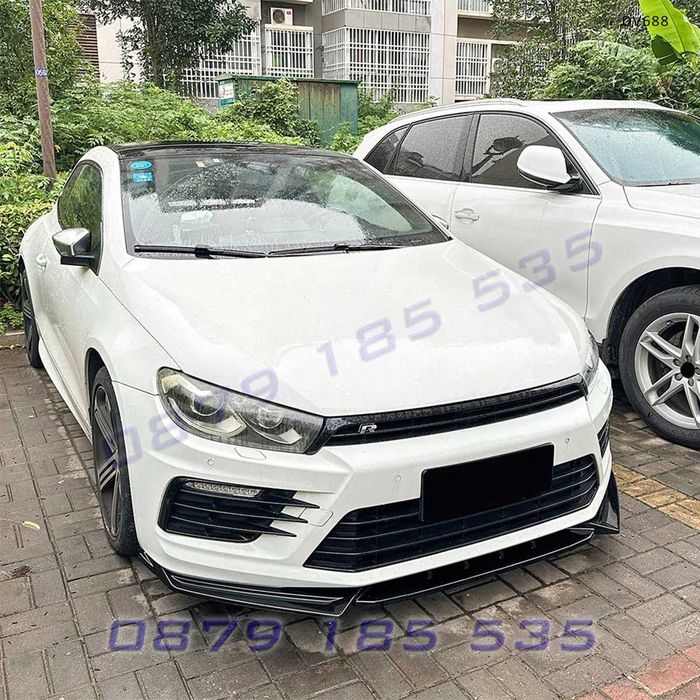Лип спойлер предна броня VW Scirocco MK3.5 R 2015+ черен гланц DV688 тунинг добавка предна броня широко tuning dobavka predna bronq
