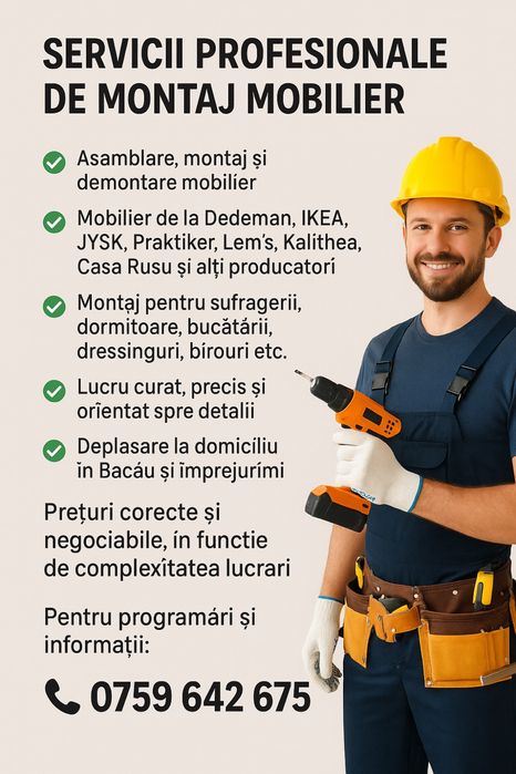 Servicii Profesionale de Montaj mobilier/ transport duba