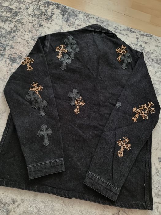 Chrome Hearts – geacă denim Cross Patch, neagră – M