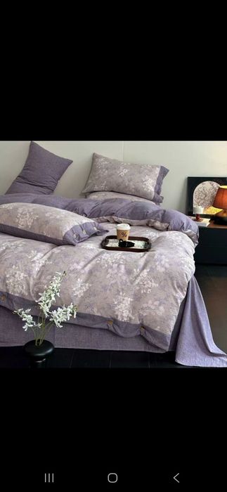 Льняное постельное белье с пуговками материал 100% лён .