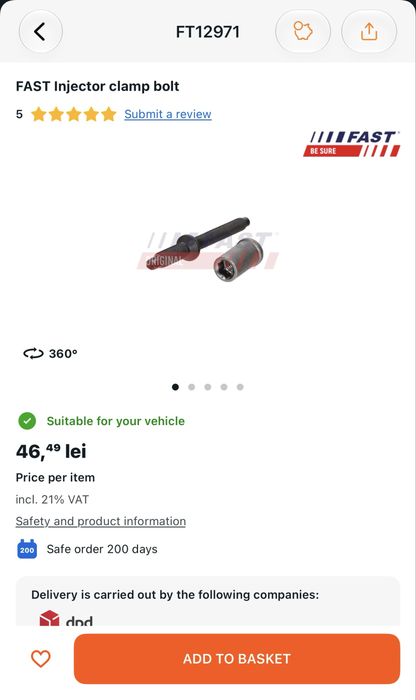 suport injectoare sigilat