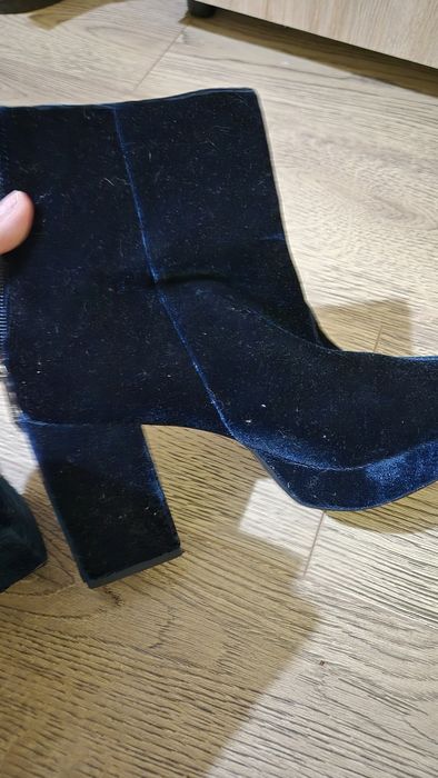Botine Velvet albastru Zara Trafaluc