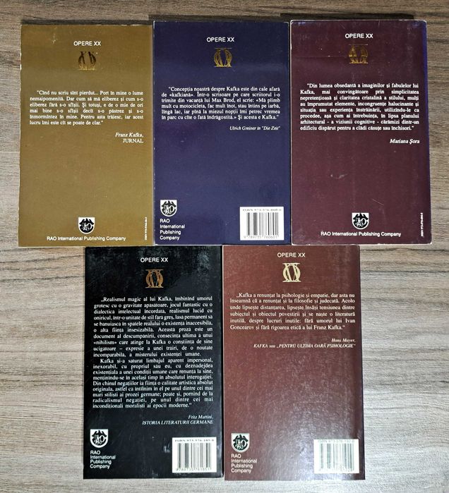 Franz Kafka - lot 5 carti editura RAO Opere XX