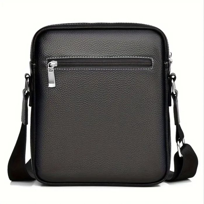 Италианска мъжка кожена чанта с две модерни визий /Черна естест. кожа!