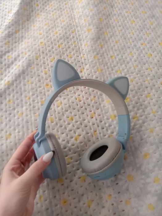 наушники кошка голубые