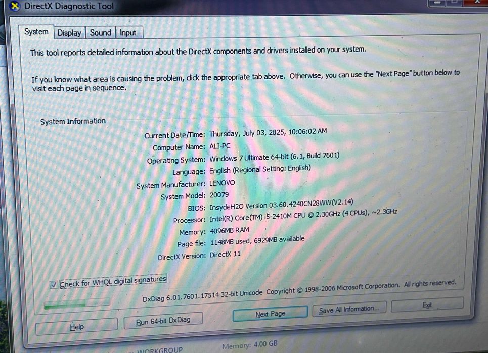 Laptop Lenovo G570 Intel i5 4GB RAM 250GB HDD Windows 7 defect carcasă