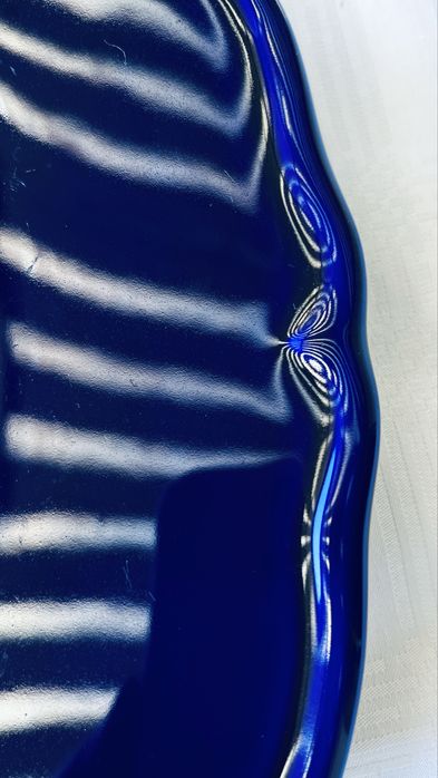 Големи стъклени кобалтови чинии-плата Este C.E. Италия