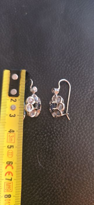 Cercei aur 14 safire si diamante naturale