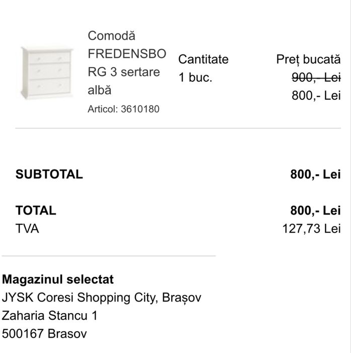 Comoda alba jysk dim: H85xL80xA50cm