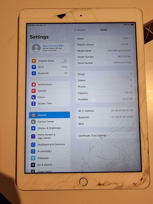 tableta apple ipad 6 a1893 icld sparta