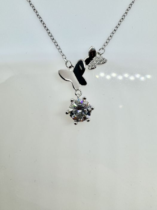 Сребърно колие с мойсанит (диамант) 1 карат