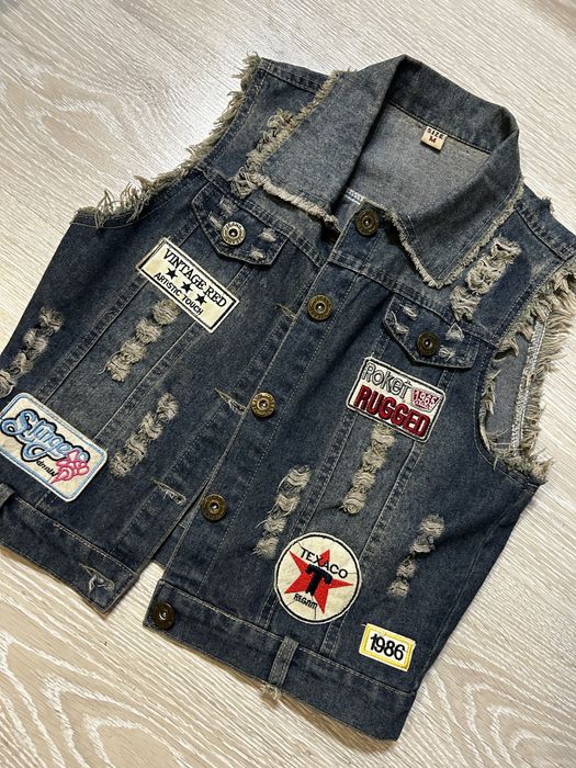 Дамско дънково елече без ръкав