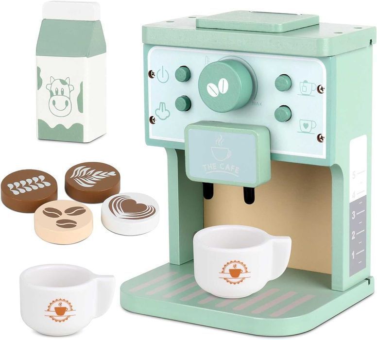 Montessori Café Junior- Espressor din Lemn, Capsule, Cani si Accesorii