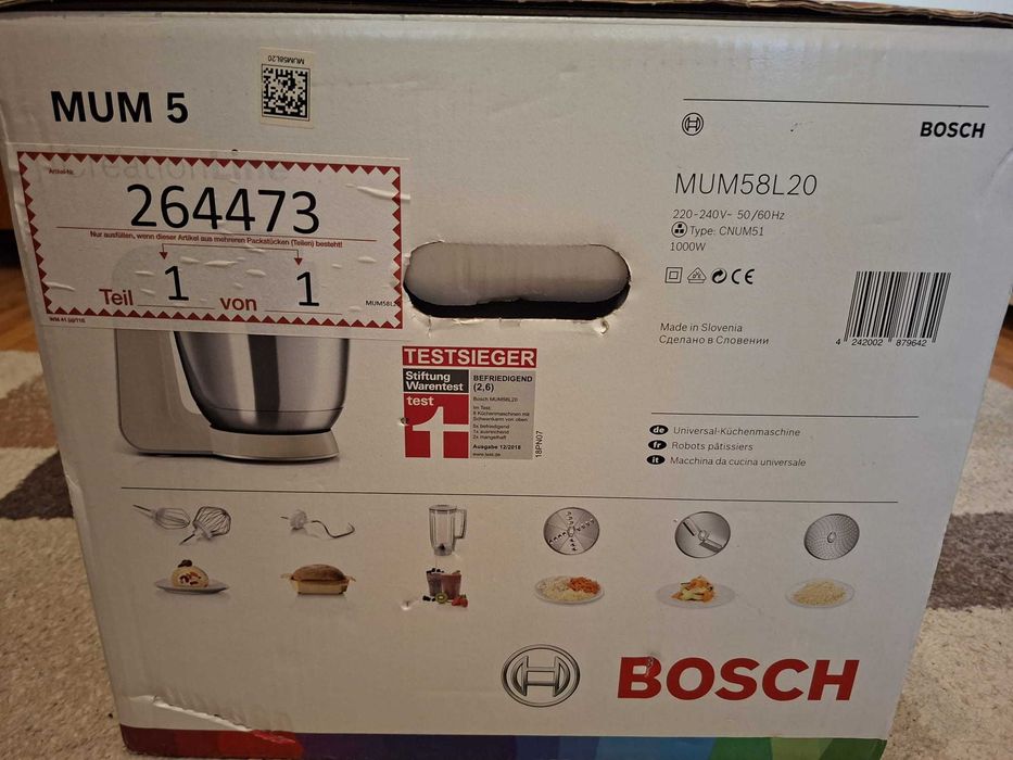 Robot de bucătărie planetar Bosch MUM58L20 (1000W) – NOU, Nefolosit, în Cutie