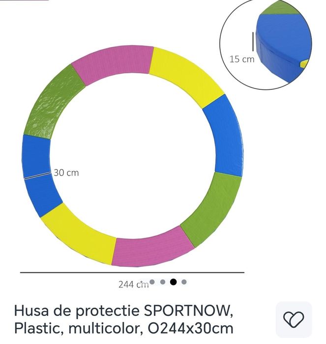 Husă de protecție pentru trambulină SPORTNOW 244x30 cm