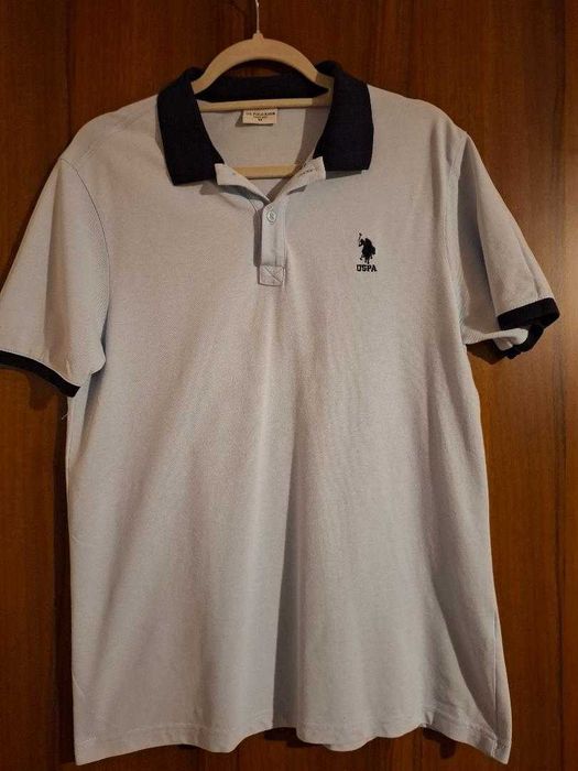 Tricou US Polo ASSN marimea M, regular fit, albastru pal