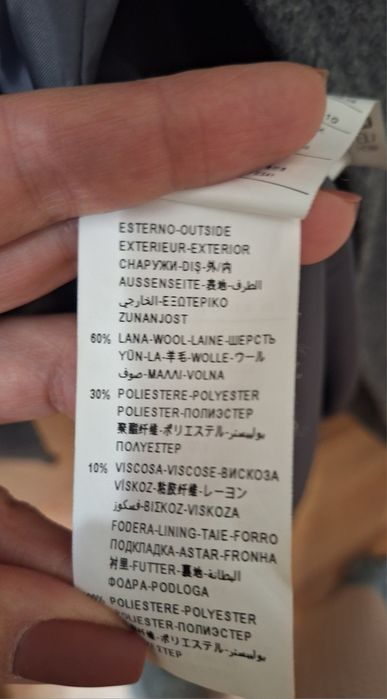 Pardesiu pentru dama gri, lâna, marimea 44