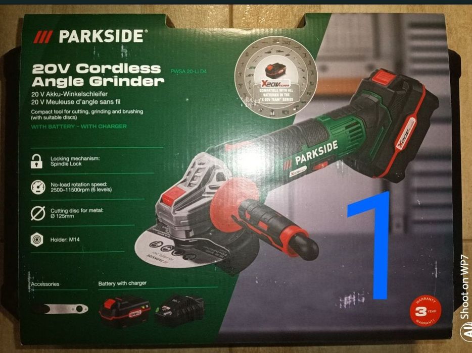 Parkside flex D4 F4 polidisc polizor pe baterie 20V 4A 8A incarcator