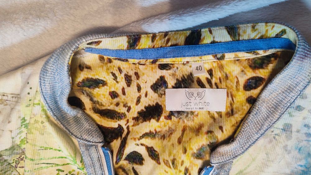 Дизайнерско яке/блуза Just White by SE – арт принт и леопардов десен