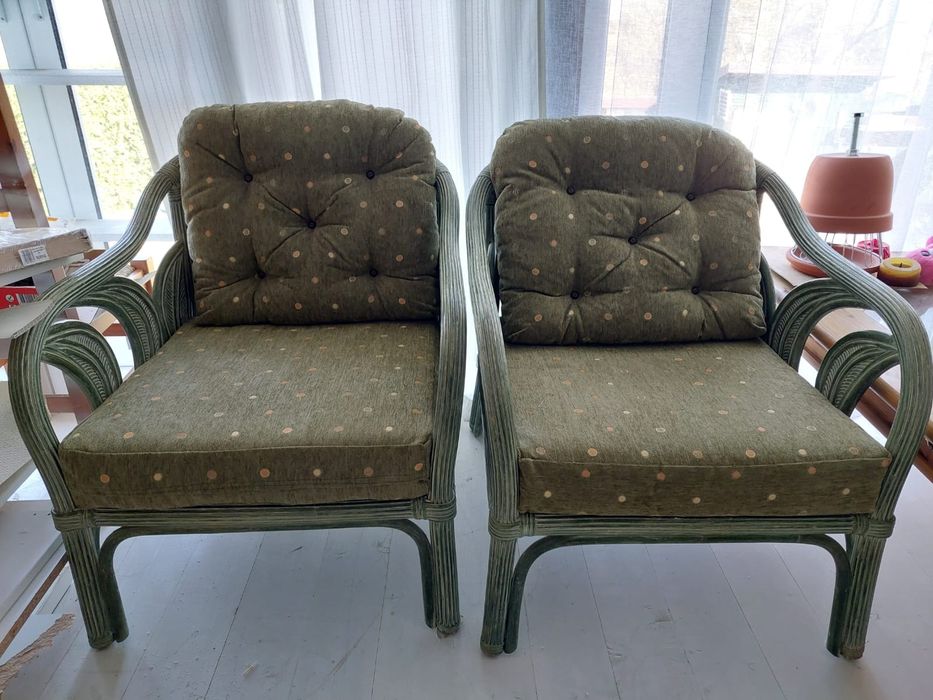 Set masa cu geam  + 6 scaune bambus+2 fotolii