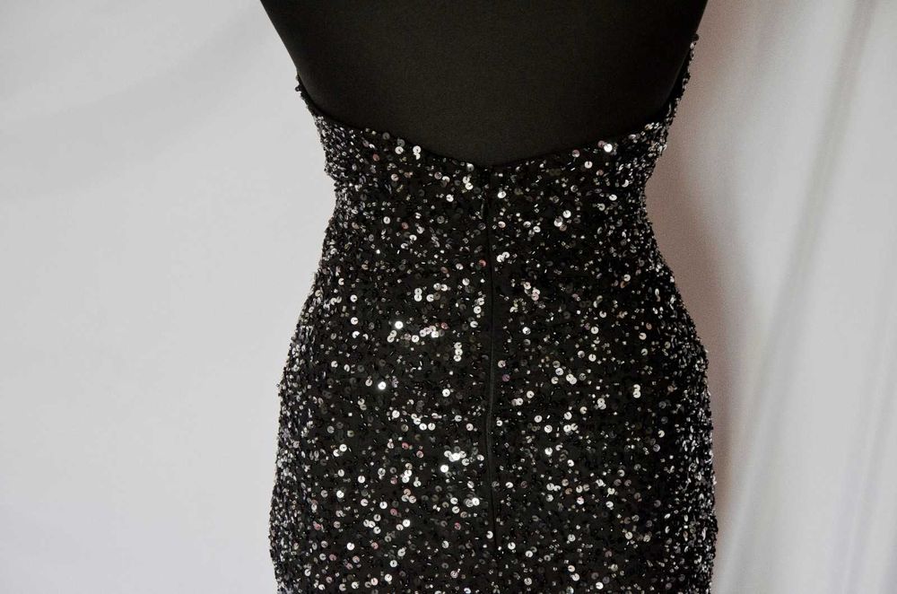 Rochie de nasa de gala evenimente neagra, deosebita, cu paiete