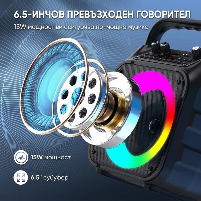 Преносима караоке система с 2 микрофона