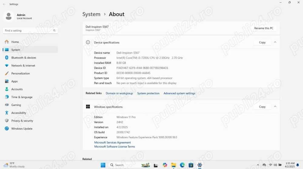 Laptop Dell Inspiron 5567